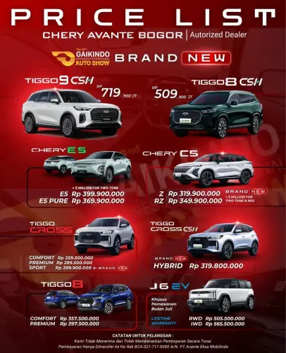 Pricelist Harga Chery kramatjati 2025